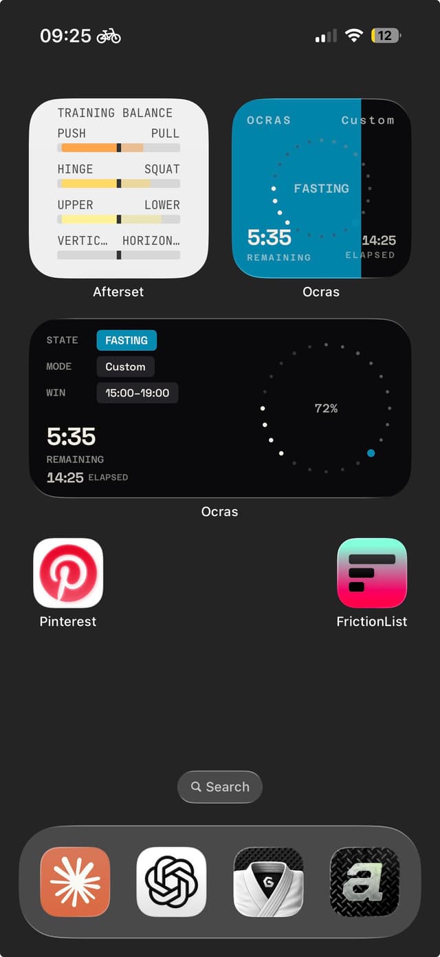 Ocras — Widgets alongside Afterset