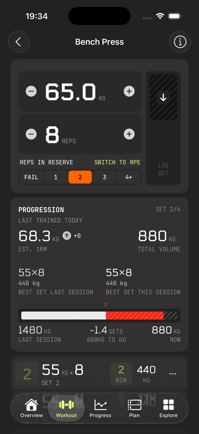 Afterset — Bench press set logging